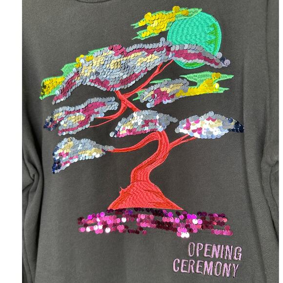 Opening Ceremony Navy Bonsai Multicolored Embroidered Long Sleeve Sweatshirt M - Picture 5 of 13